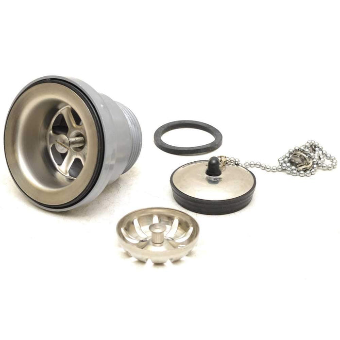 Scandvik 10313P 1-1/2" Outlet Sink Drain w/ Basket & Stopper Fits 2-1/16" Drain, Hole