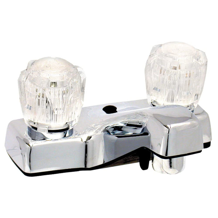Valterra PF212307 Phoenix Chrome Finish Two Handle 4" Lavatory RV Bathroom, Faucet w/ Clear Acrylic Knobs