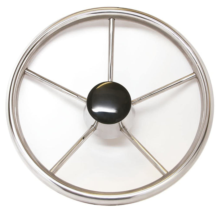 Sea Dog 230212 SeaDog 12", 5-Spoke Stainless Steering Wheel w/Plastic Center Cap, 25° Dish