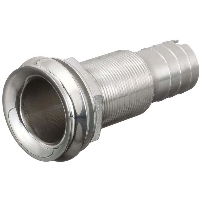 Seachoice 50-18611 Thru Hull Fitting, Mega-Flow Dripless, 316 Stainless Steel, Fits 1" Hose, 1-1/2" Max Hull