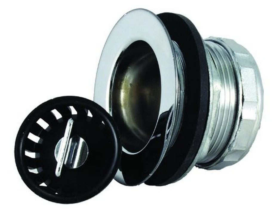 JR Products 9490-215-022 RV Sink Strainer w/ Threaded Basket, Rubber Washer & Locknut