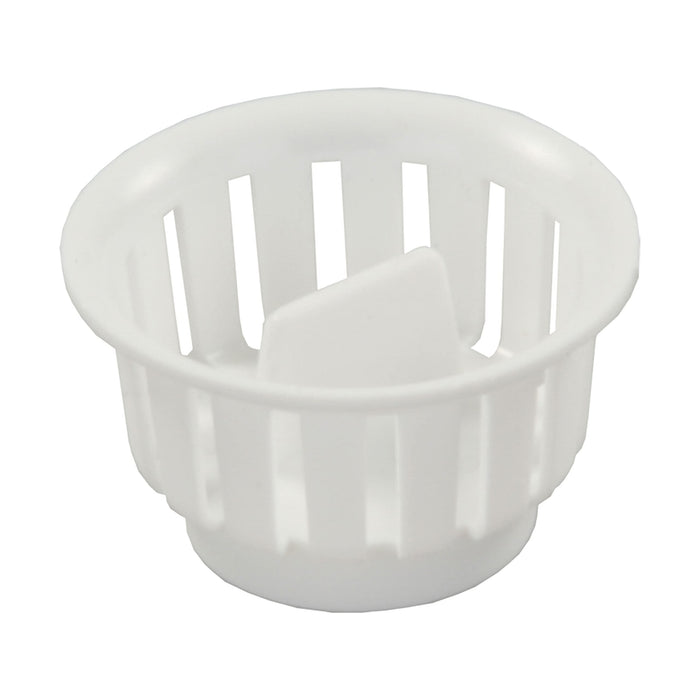 JR Products 95045 Threaded Plastic Strainer Basket, White