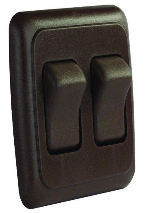JR Products 12145 Double RV Rocker Switch Assembly with Bezel