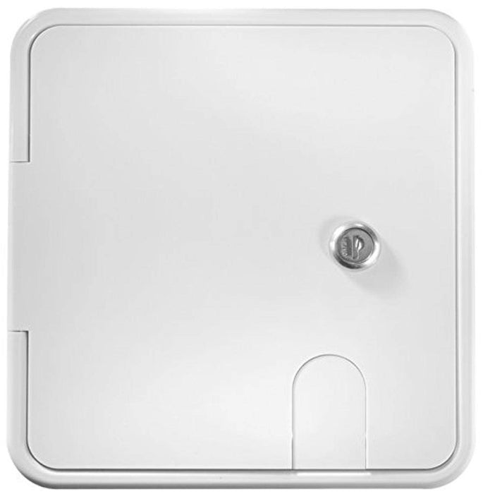 RV Designer B152 White Rectangular Locking RV Cable Hatch 8.5" x 8" x 1.5"