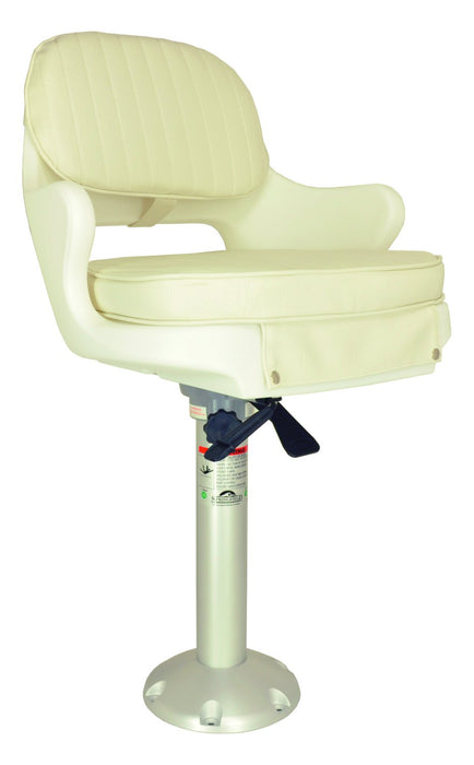 Springfield 1001414-L Yachtsman Fixed Height Chair Package, White, Includes Seat/Armrest/Cushions, Pedestal, Locking Slide/Swivel