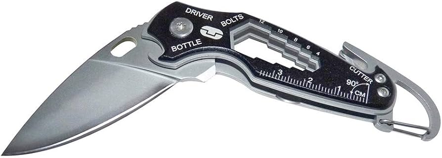 True Utility SmartKnife 7 in 1 Multi Tool Pocket Knife with Carabiner and Adjustable Wrench