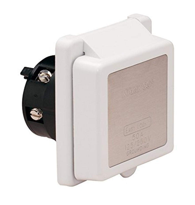 Marinco 6351EL 50 Amp 125V Power Inlet w/ SS Trim Without Rear Safety Enclosure