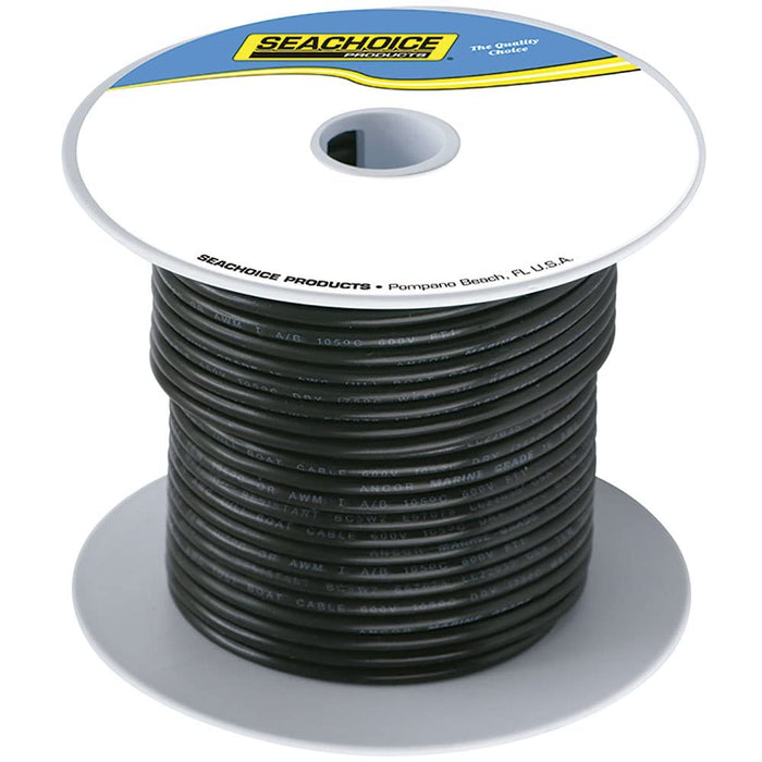Seachoice 50-63123 Tinned Copper Marine Wire, 16 AWG, Black, 250'