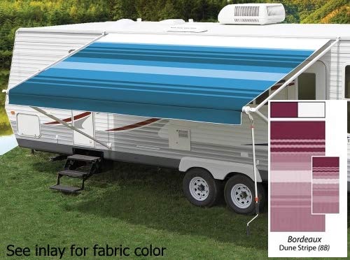 Powerwinch JU208B00 Carefree Standard Awning Fabric, 20', Bordeaux Fade Both Sides, White Weatherguard, 1-Piece Vinyl