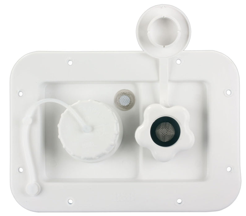 B&B Molders 94222 City/Gravity Dish W/ Plastic Check Valve, Polar White
