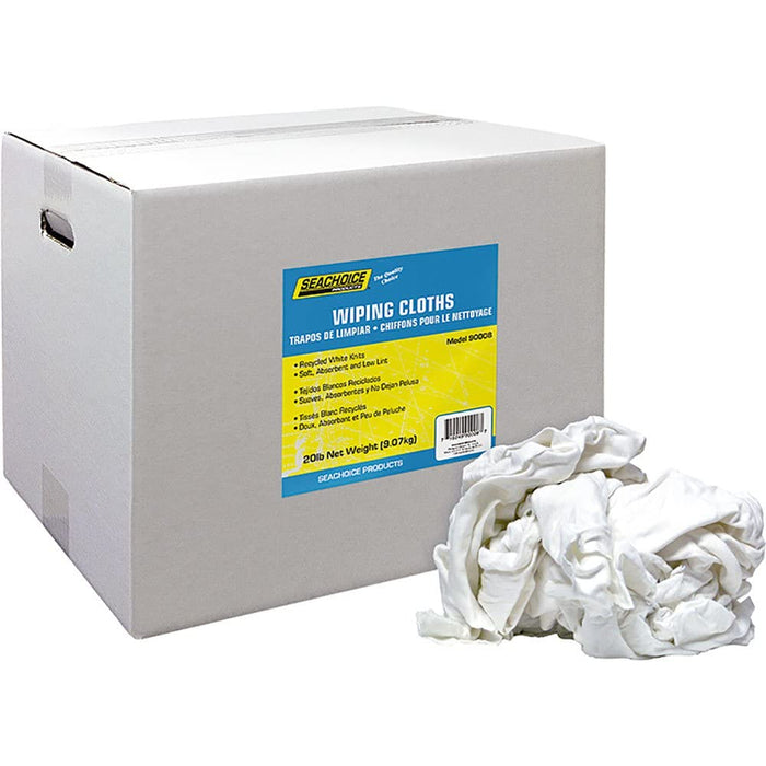 Seachoice 7402-25-SC 90008 Recycled White Knits Wiping Cloths, 20-lb. Box