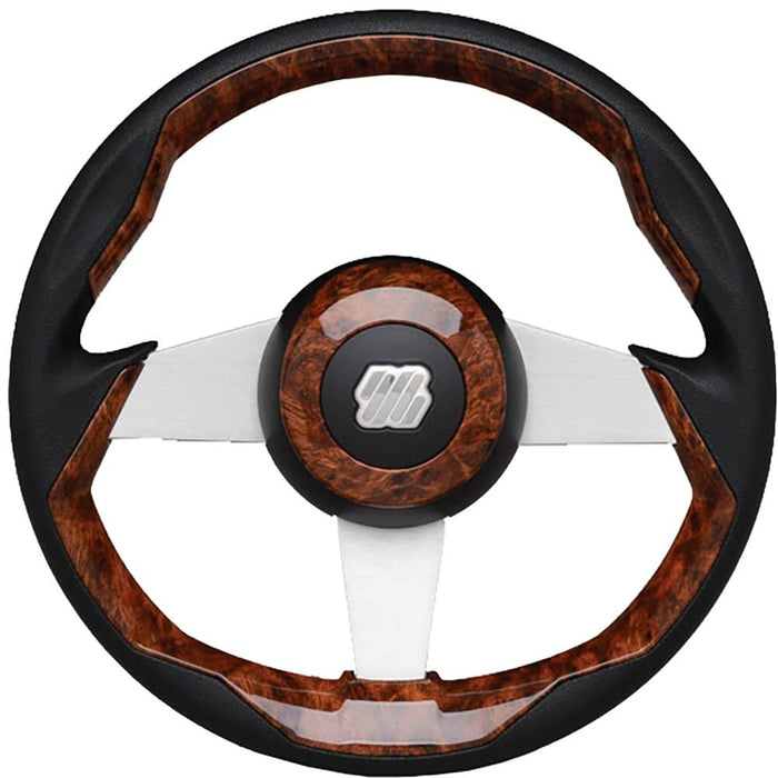 Uflex GRIMANI BR/S Uflex Steering Wheel, Burlwood w/Silver Spokes