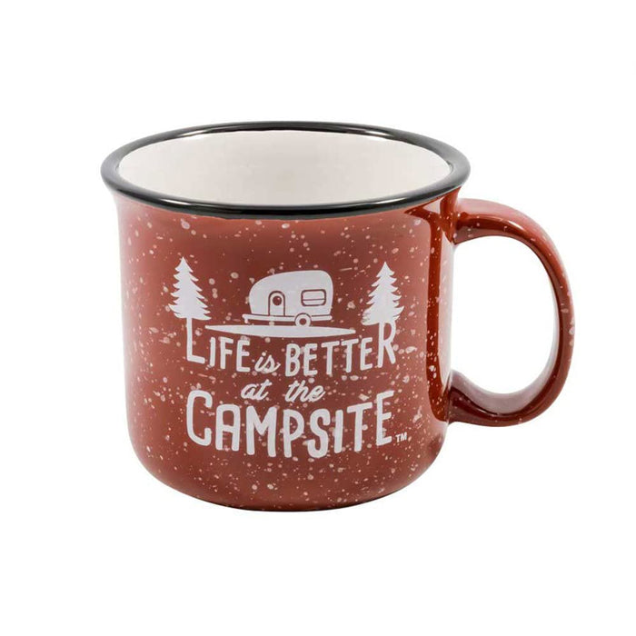 Camco 53235 Ceramic Mug, 14 oz., Red Campsite