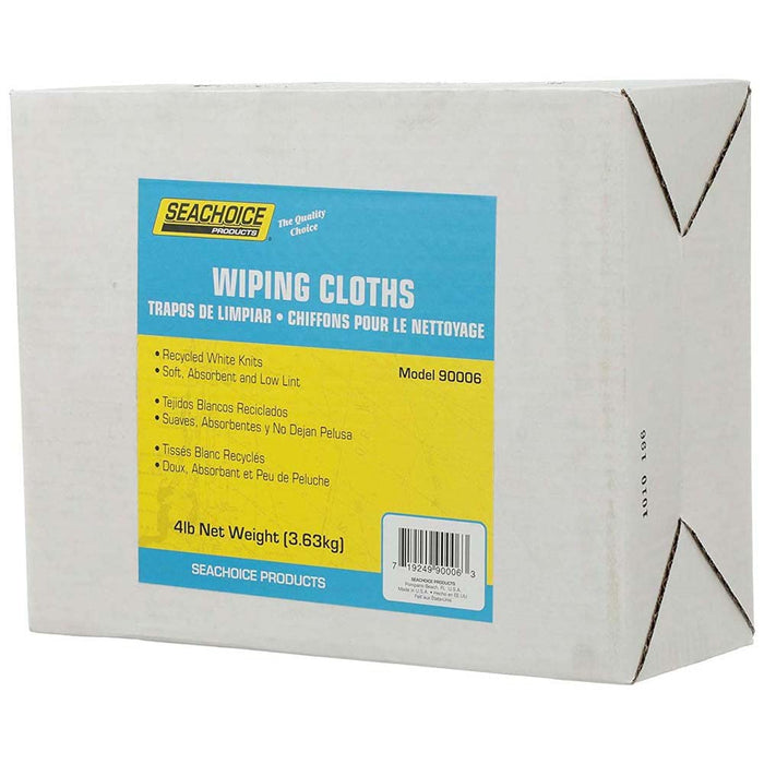 Seachoice 7402-SS05-SC 90006 Recycled White Knits Wiping Cloths, 4-lb. Box