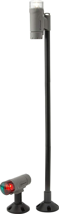 Attwood 14196-7 All-Craft Battery Operated LED Portable Nav Light Kit w/Threaded, Pole, Marine Gray