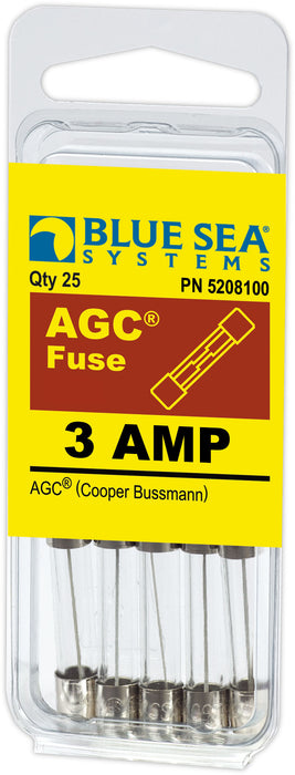 Blue Sea 5208100 Fuse AGC 3A Pack 25