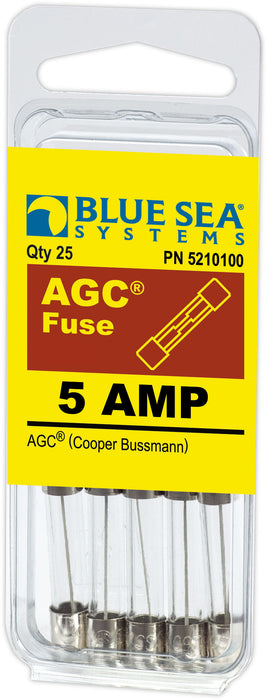 Blue Sea 5210100 Fuse AGC 5A Pack 25