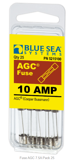 Blue Sea 5213100 Fusible AGC 7,5 A, paquete de 25