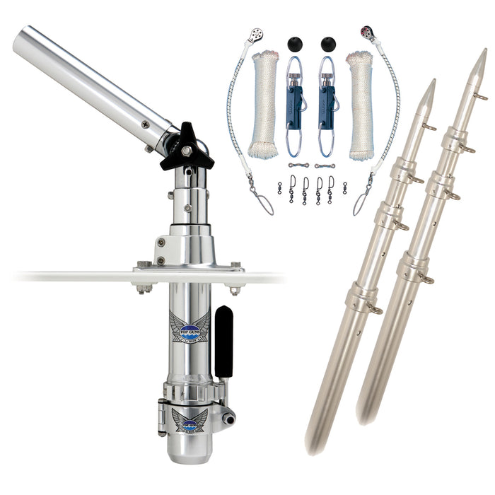Rupp Marine RAD-TPGN-18T Classic Top Gun Outrigger Kit, 18' Poles, Rigging Kit, Klickers Release Clips