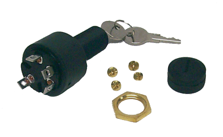 Sierra MP41040 Conventional 4 Position 1 1/8" Polyester 4 Screw Terminal 12V 15, Amp Ignition Starter Switch
