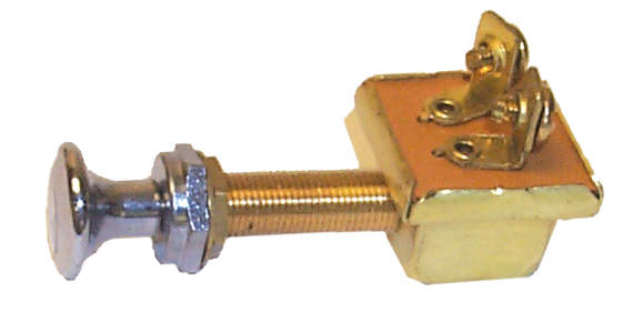 Sierra MP39380 Waterproof Off/On 2 Screw Terminal SPST Push-Pull Switch, Chrome & Brass Knob