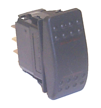 Sierra RK19550-1 Contura Black Illuminated Waterproof DPDT 7 Blade Terminal, (On)/Off/(On) Rocker Switch