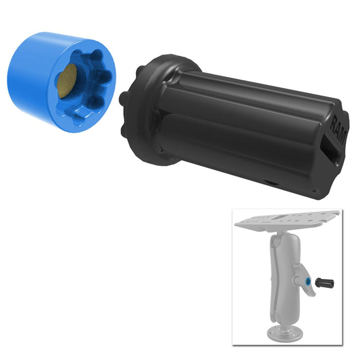 Perilla de llave y tuerca de seguridad con pasador de bloqueo de combinación mixta para montaje RAM, brazos de tamaño D/E de 2,25"/3,38" de diámetro