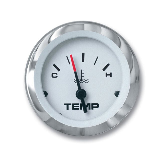 Sierra 65508P Lido Series 2" Water Temperature Gauge, White & SS, Outboard Electric Hot-Cold Dial, include Kit