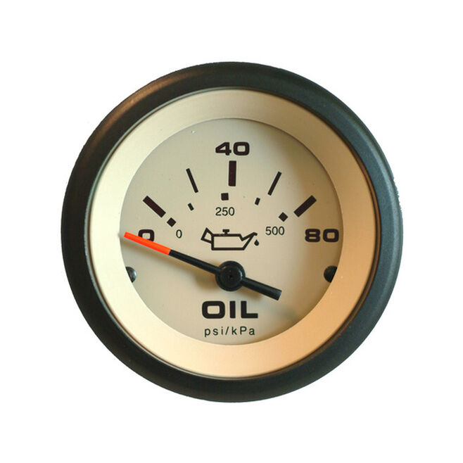 Sierra 59705P Sahara Series Oil Gauge, 2" Black & Tan, 0-80 PSI Dial, Requires "C" Sender Code