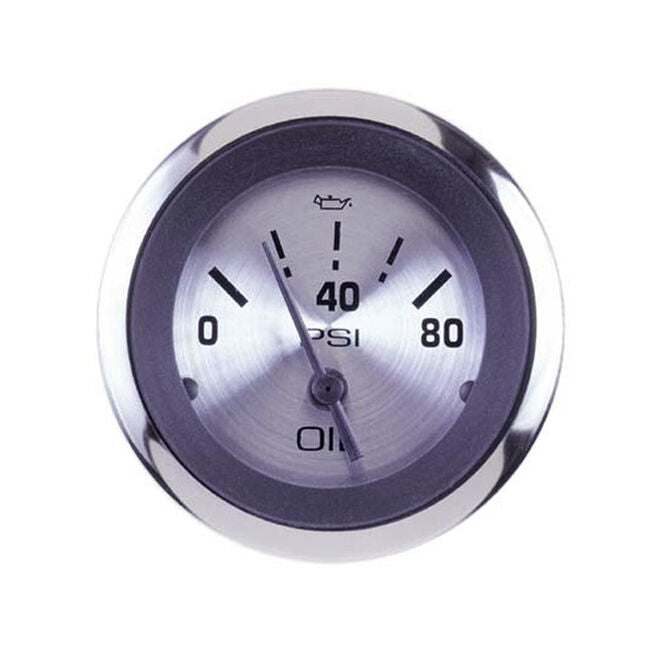 Sierra 63479P Sterling Series 2" Oil Pressure Gauge, SS Electric, 0-80 PSI Dial Range, Requires "C" Sender Code