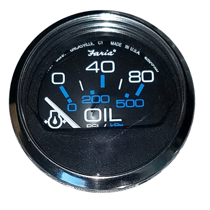 Faria 13702 Chesapeake SS Black 2" Gauge Oil Pressure Gauge 80 PSI