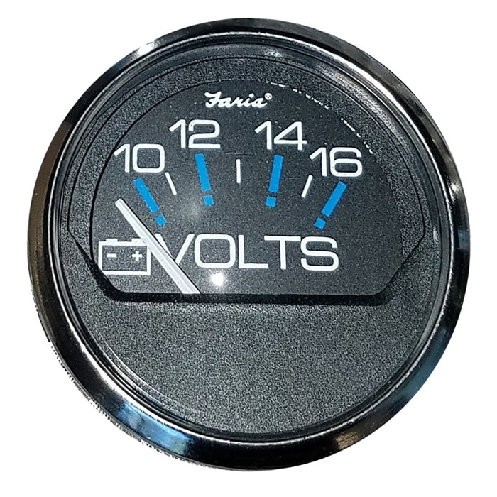 Faria 13705 Chesapeake SS Black 2" Gauge Voltmeter Gauge (10-16 VDC)