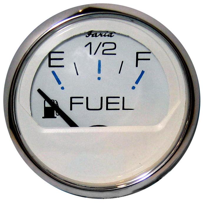 Faria 13801 Chesapeake SS White 2" Gauge Fuel Level Gauge (E-1/2-F)