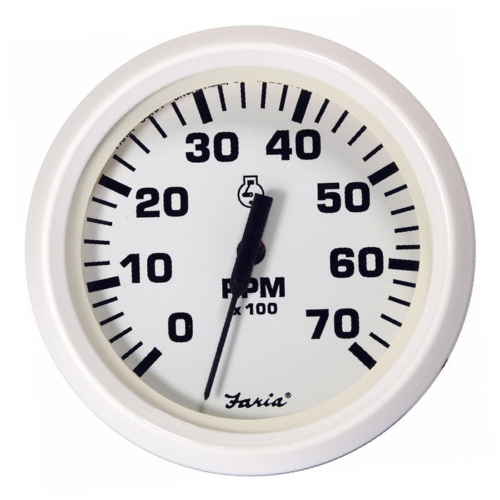 Tacómetro Faria Dress White de 4" - 7000 RPM (Gasolina) (Todos los motores fueraborda)