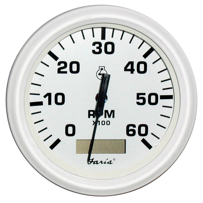 Tacómetro Faria Dress White de 4" con horómetro - 6000 RPM (gasolina) (interior)