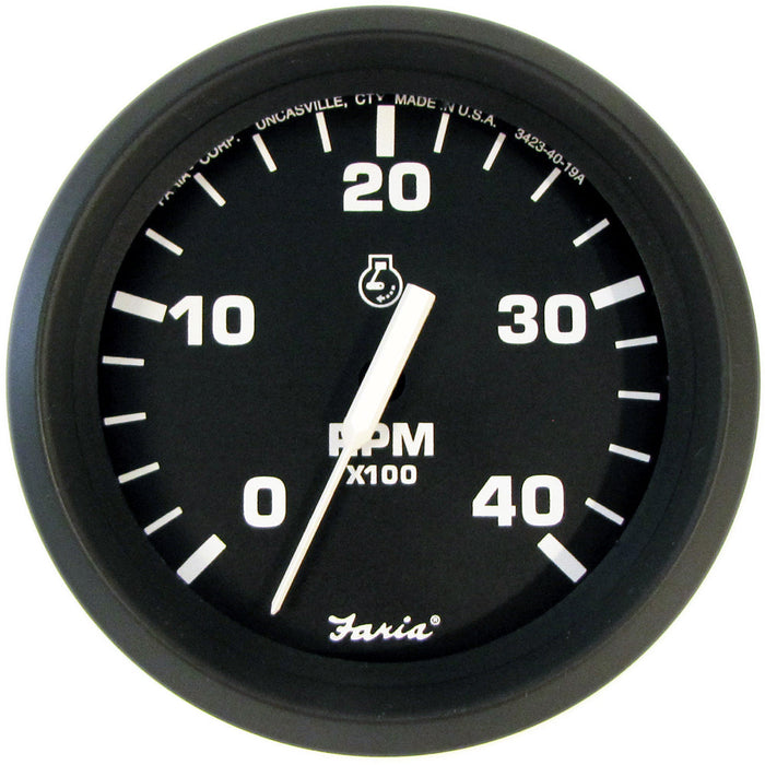 Tacómetro Faria Euro Black de 4" - 4000 RPM (Diesel) (Despegue Mecánico)