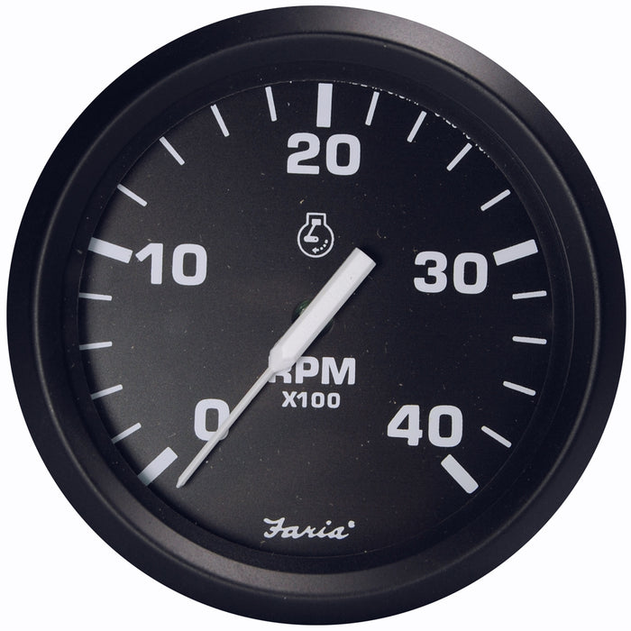 Tacómetro Faria Euro Black de 4" - 4000 RPM (Diésel - Sensor magnético)