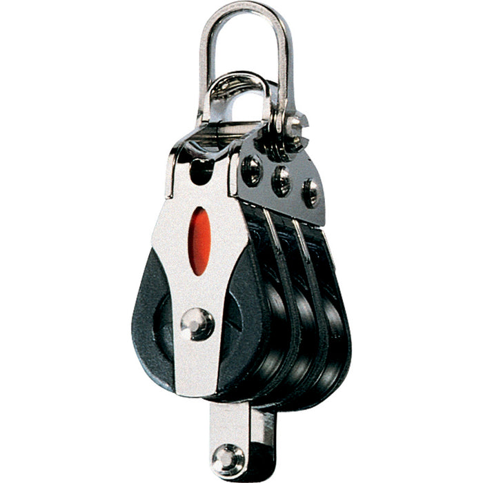Bloque de rodamientos de bolas Ronstan Serie 20 - Triple - Arranque - Cabezal de grillete de 2 ejes