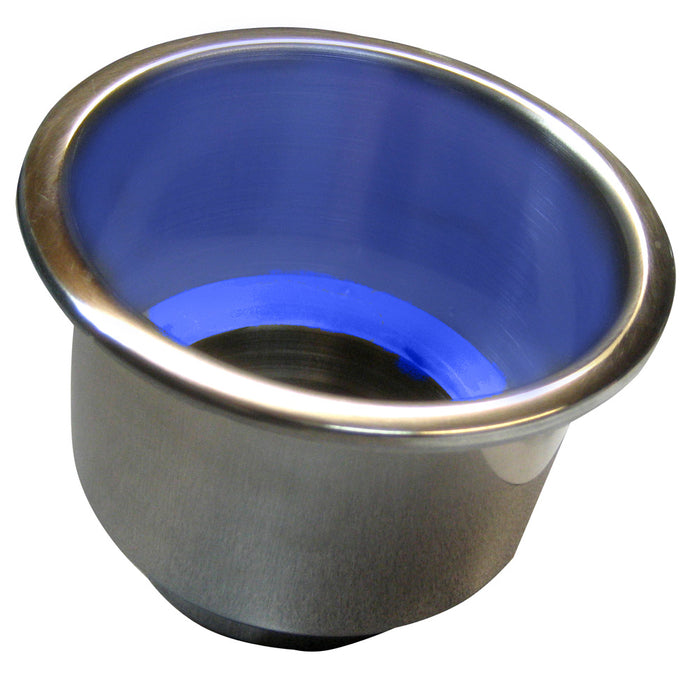 Portavasos empotrado Whitecap con luz LED azul - Acero inoxidable