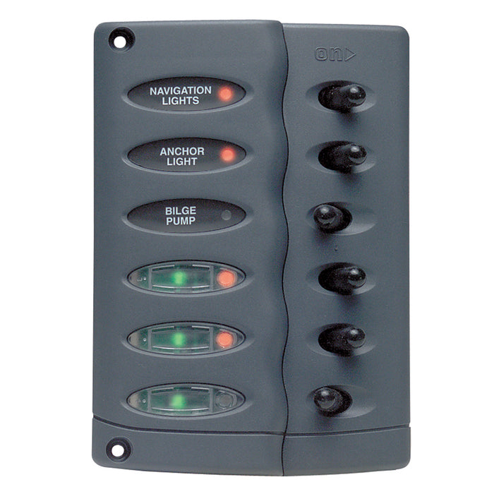 Panel de interruptores BEP Contour - Impermeable, 6 vías, con fusible PTC