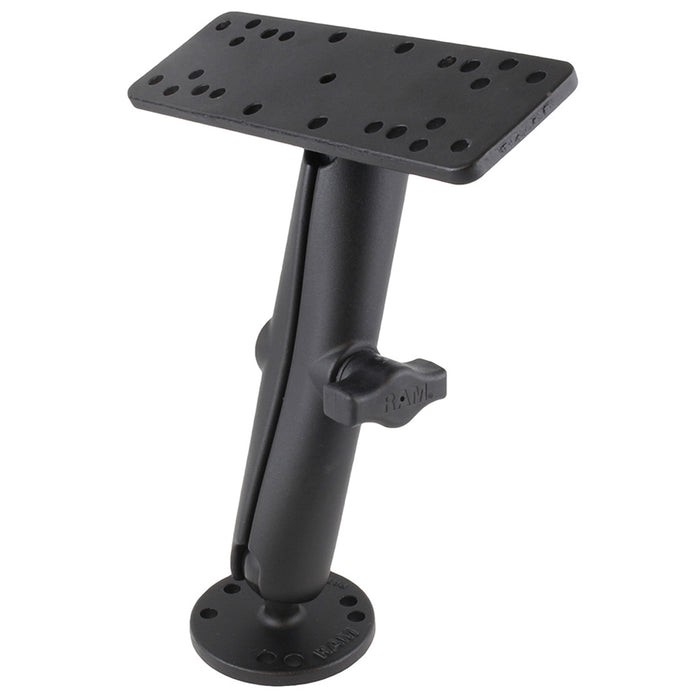 Montaje de bola RAM de 1" de diámetro con brazo de doble casquillo largo, base rectangular de 6,25" x 2" y base redonda de 2,5" (patrón AMPS)