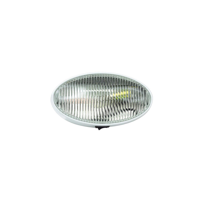 FulTyme RV 590-1124 FulTyme RV Oval Porch/Utility Light w/Switch, Clear/ White housing