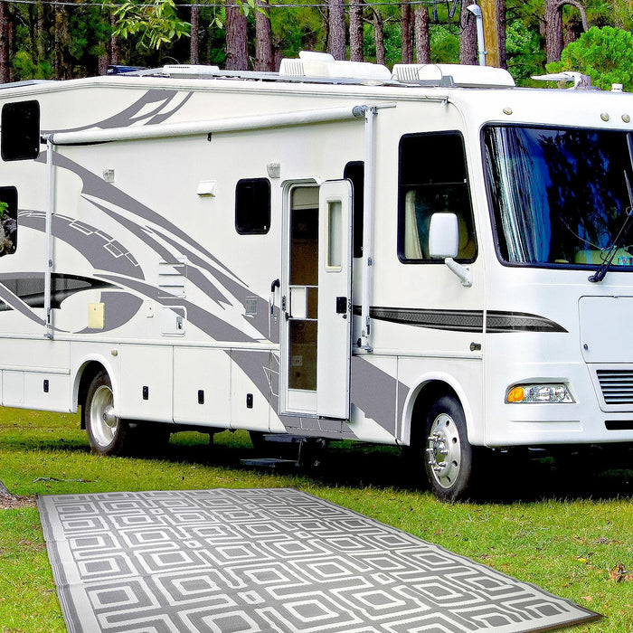 FulTyme RV 6 X 9 TOUPE/LIGHT GREY FulTyme RV 6067 Outdoor Patio Mat, Grey/Light Tan, 6' x 9'