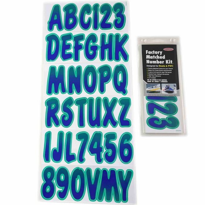 Hardline PUTEG200 Series 200 Registration Kit, Cursive, Purple/Teal Gradation, 4 Sets of 3" A-Z, 0-9