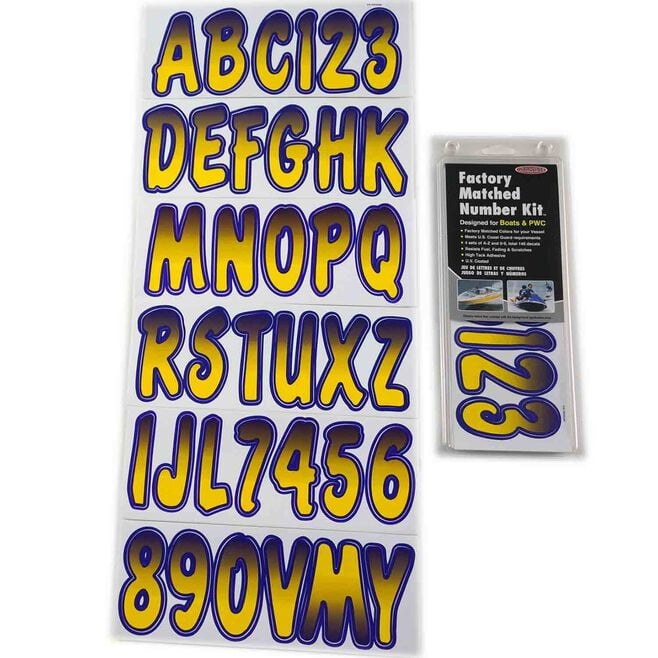 Hardline YEPUG200 Series 200 Registration Kit, Cursive, Yellow/Purple Gradation, 4 Sets of 3" A-Z, 0-9