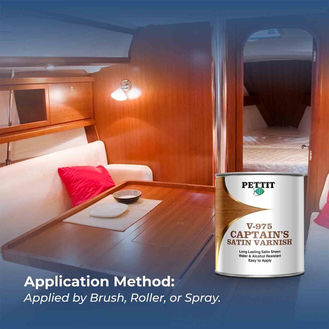Pettit 8797508 V975Q Captain's Satin Sheen Varnish, Qt., 6/case