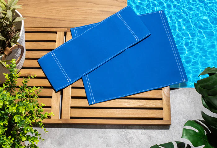 Silla de director Whitecap con fundas de asiento azules - Teca