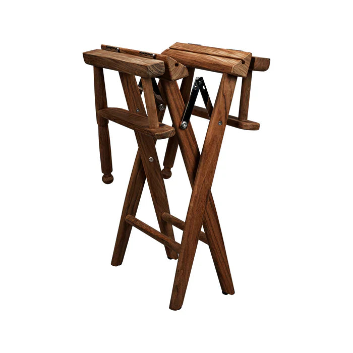 Whitecap 61042 Premium Grade Teak Folding Director's Chair with Navy Sunbrella Fabric Seat Cushions