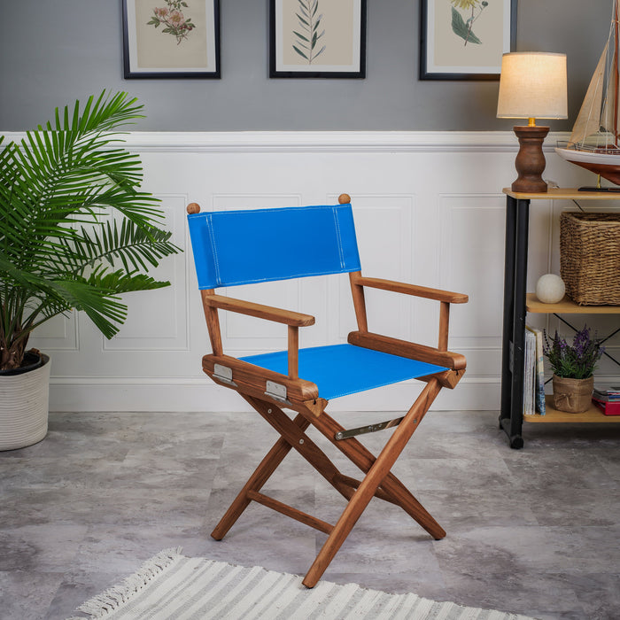 Silla de director Whitecap con fundas de asiento azules - Teca