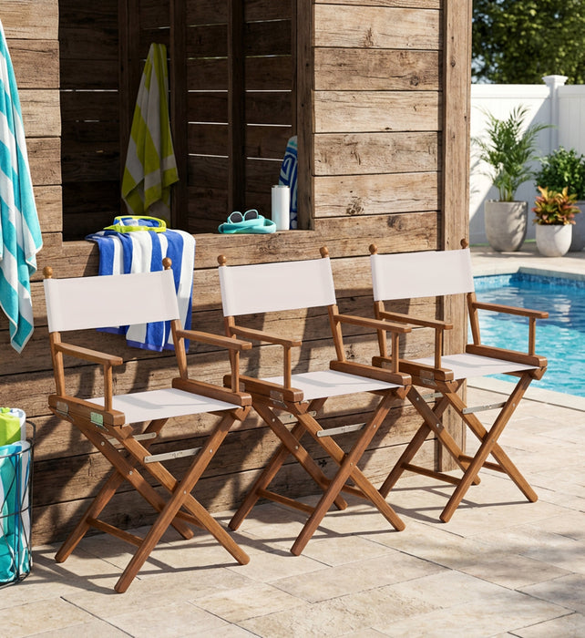 Whitecap 60044 Silla de director con fundas de asiento naturales - Teca